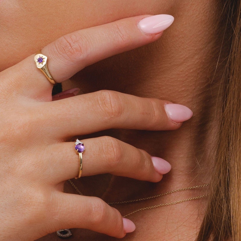 Amethyst heart rings hotsell