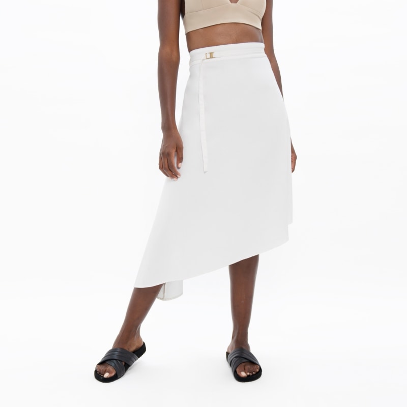 Thumbnail of Mallorca Organic Cotton Twill Asymmetric Skirt In White Dove image