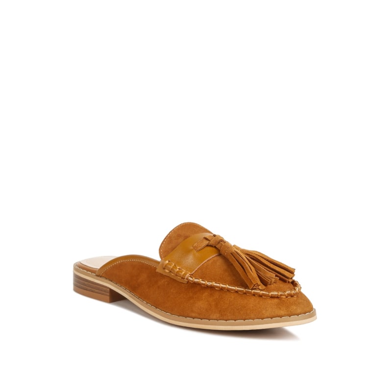 Tan leather mules deals