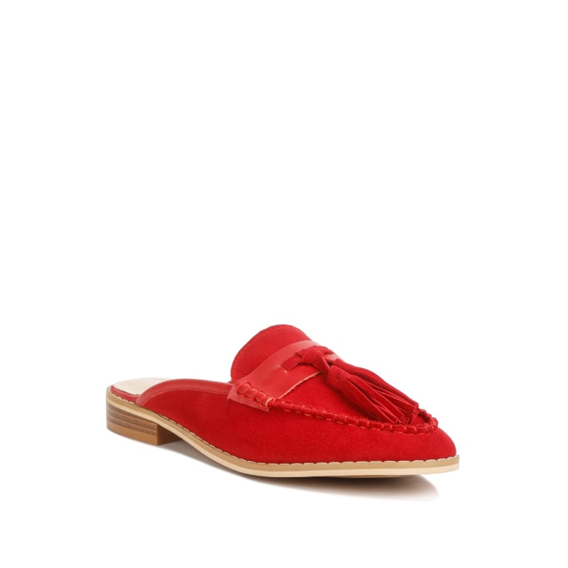 Red leather mules deals