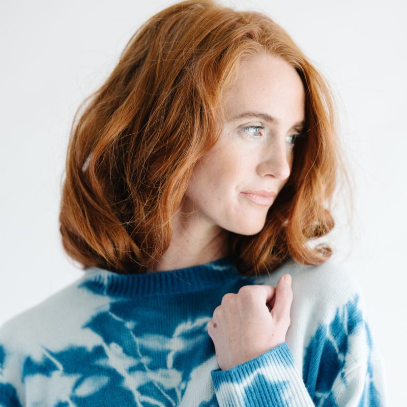 Cashmere Crewneck Sweater - Indigo Shibori Tie Dye | Zenzee Cashmere Crewneck Sweater - Indigo Shibori Tie Dye | Zenzee
