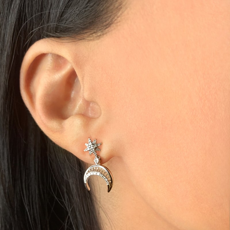 Thumbnail of North Star Moon Crescent Earrings In Sterling Silver image