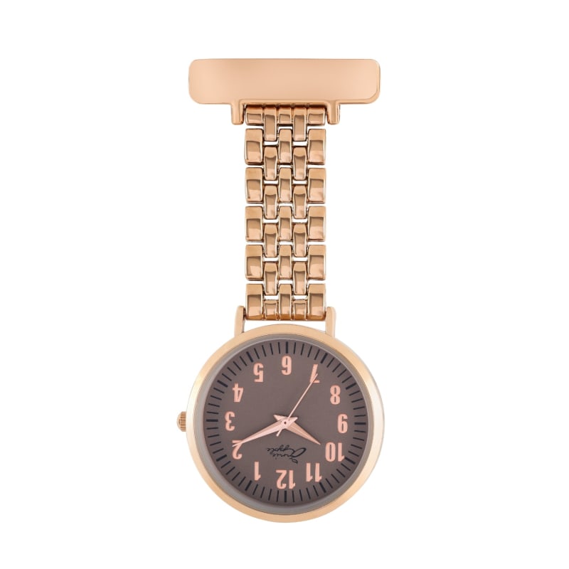 Thumbnail of Annie Apple Grey Rose Gold Link Bracelet Nurse Fob Watch image