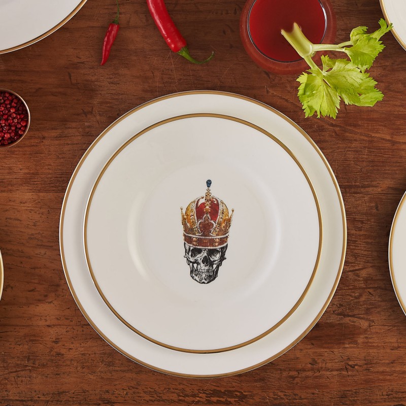 Thumbnail of Skull In Red Crown Bone China Salad Plate image