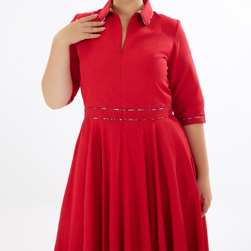 Thumbnail of Effie Maxi Linen Dress - Red image