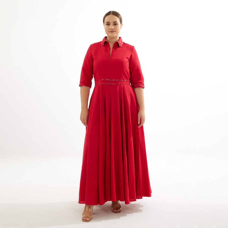 Thumbnail of Effie Maxi Linen Dress - Red image