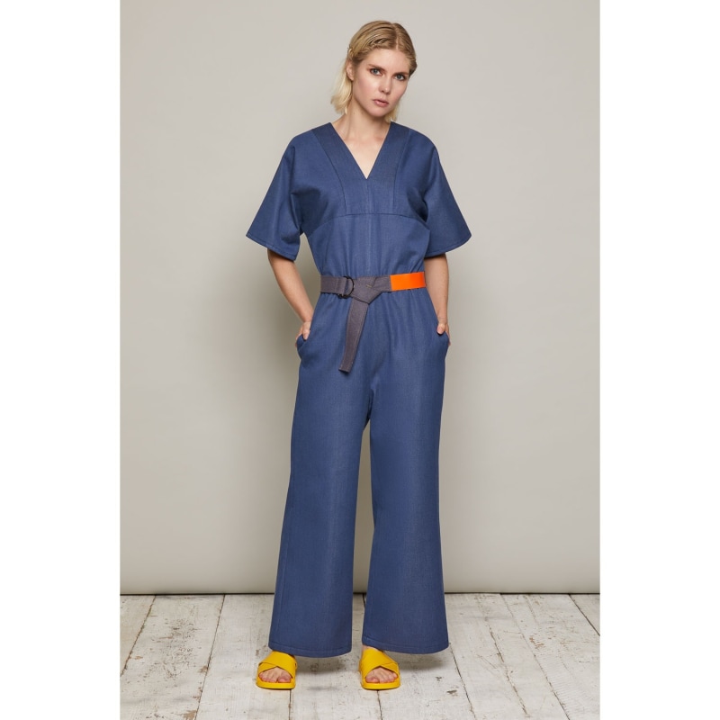 Thumbnail of Fiona Organic Denim Jumpsuit In Navy image