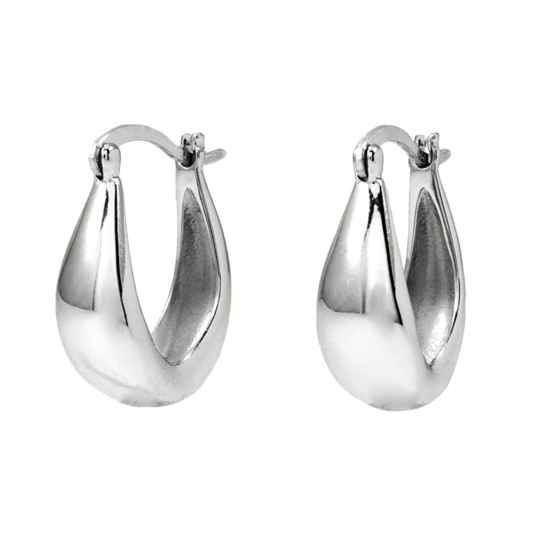 Thumbnail of Bold Oval Silver Hoop Earrings image