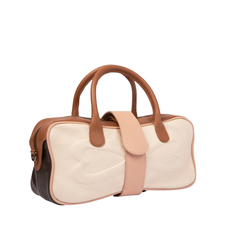 Thumbnail of Unique Supple Nappa Leather Crossbody Or Top Handle Handbag - Colorblock Tan image