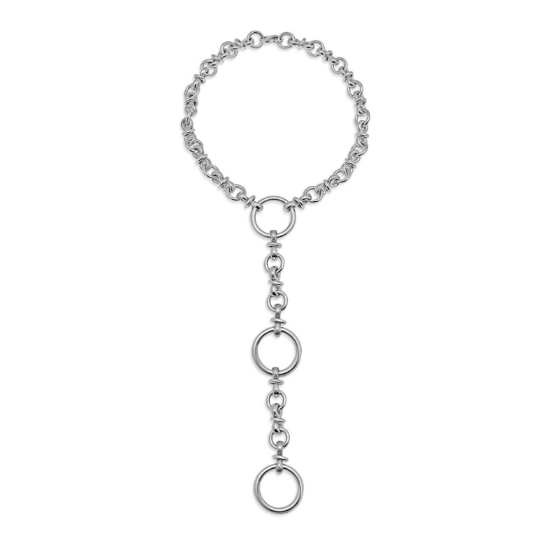 Thumbnail of Eight Link Double Drop Necklace Silver image