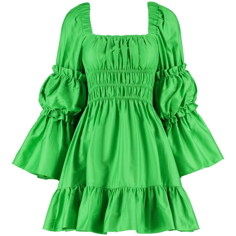 Thumbnail of The Edie Square Neck Cotton Mini Dress In Island Green image