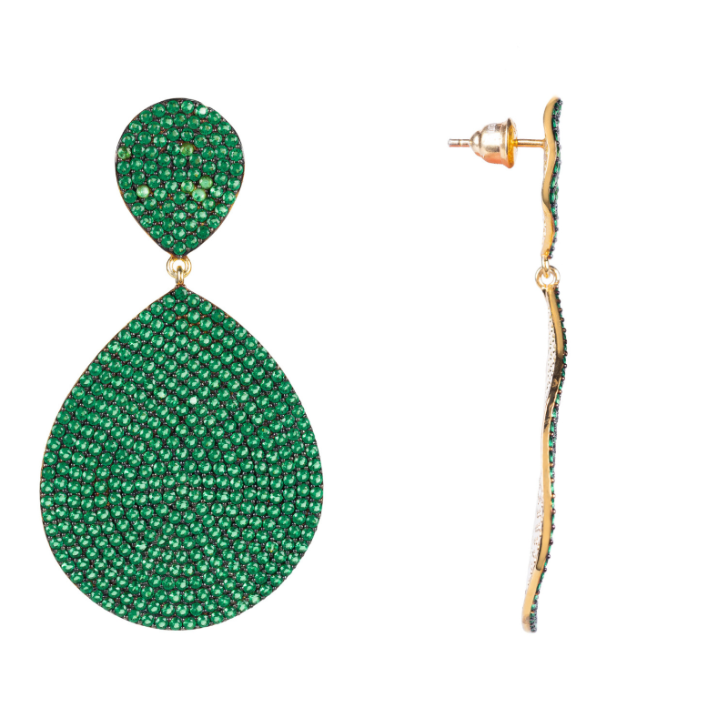 Thumbnail of Monte Carlo Earrings Gold Emerald Zircon image