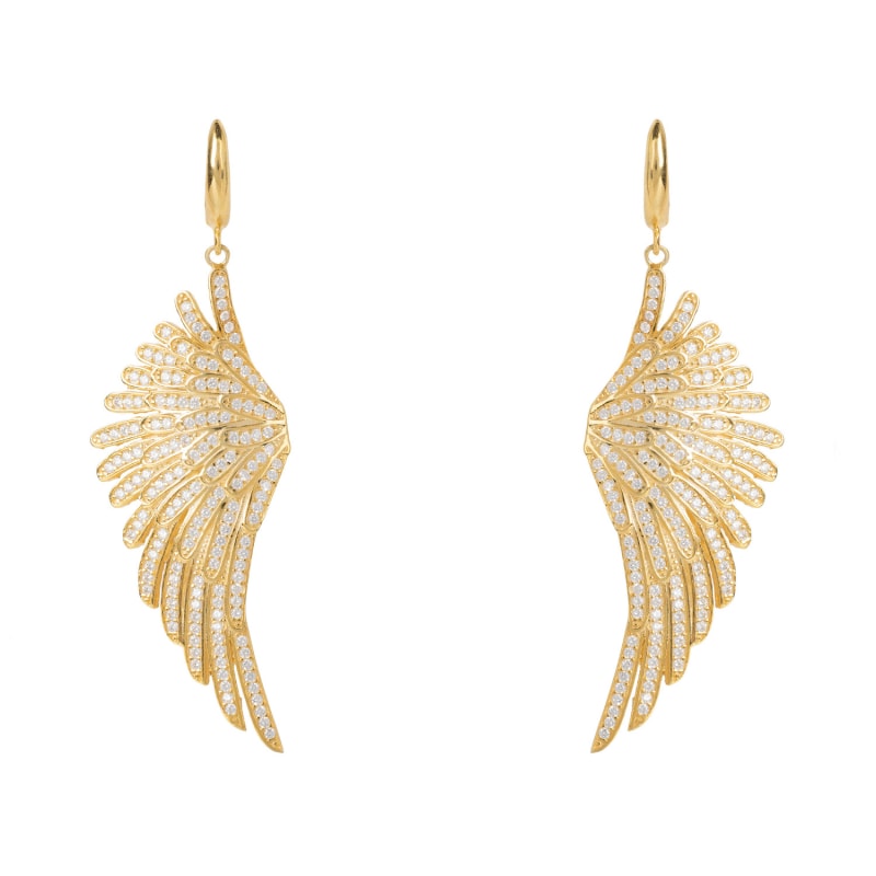 Thumbnail of Angel Wing Drop Earrings Gold White image