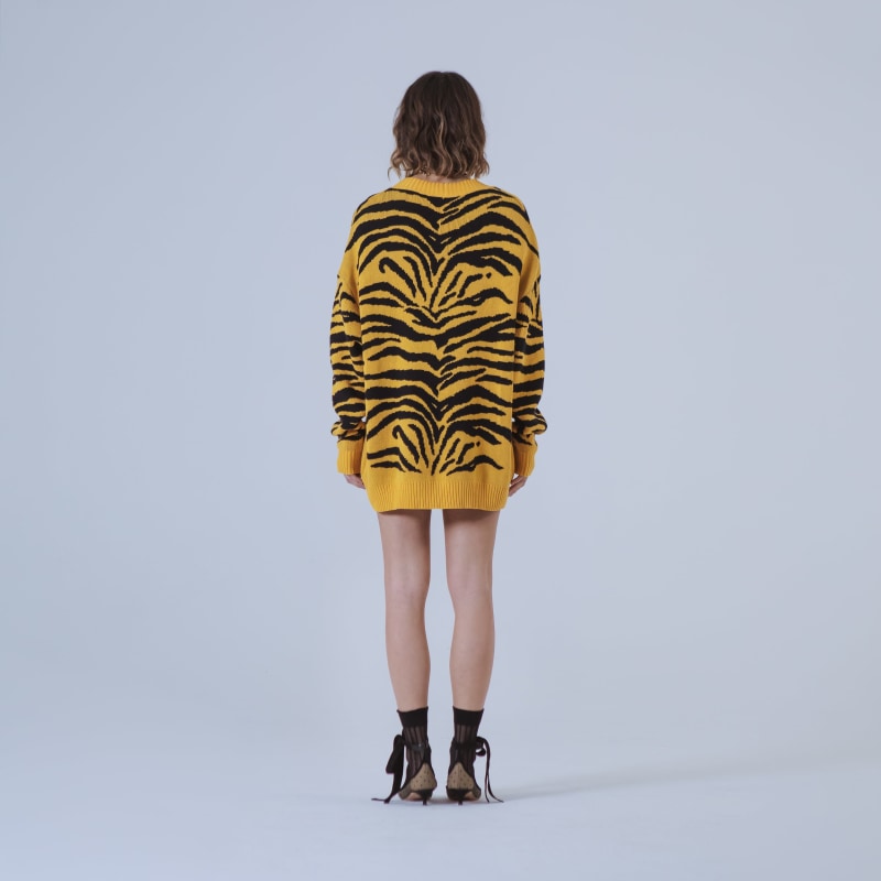 Thumbnail of Georgia Yellow/Black Tiger-Jacquard Long Cardigan image