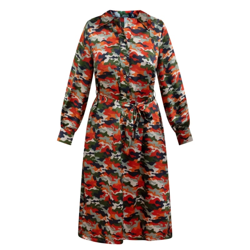 Thumbnail of Elama Spritz Camouflage Print Long Sleeve Shirt Dress image