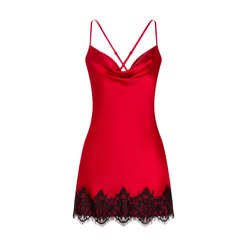 Satin Mini Dress with Lace Corset Insert – Burgundy