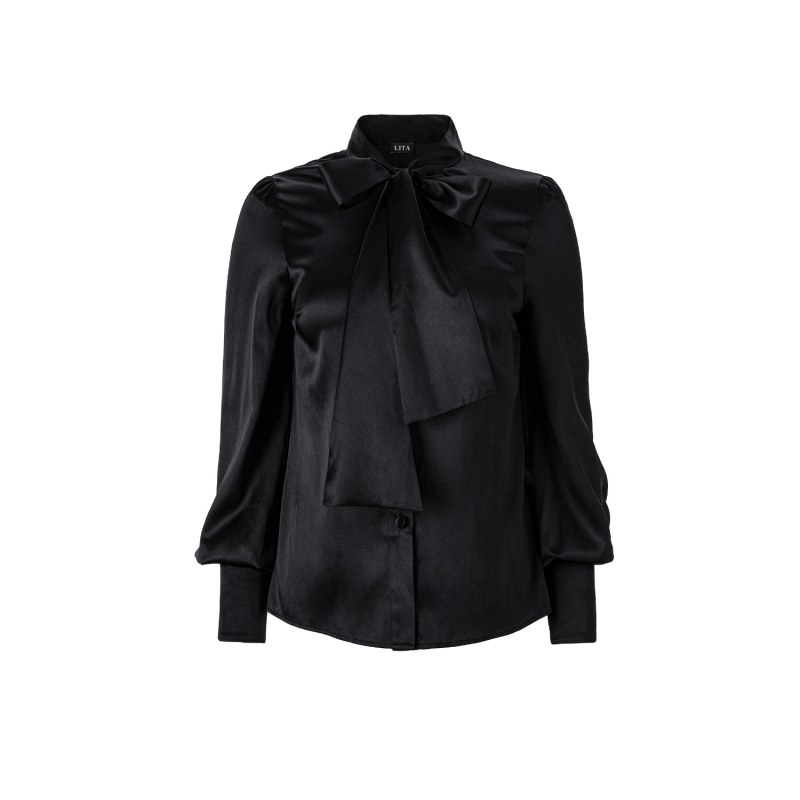 Thumbnail of Elegant Bow Blouse In Black Silk Blend image