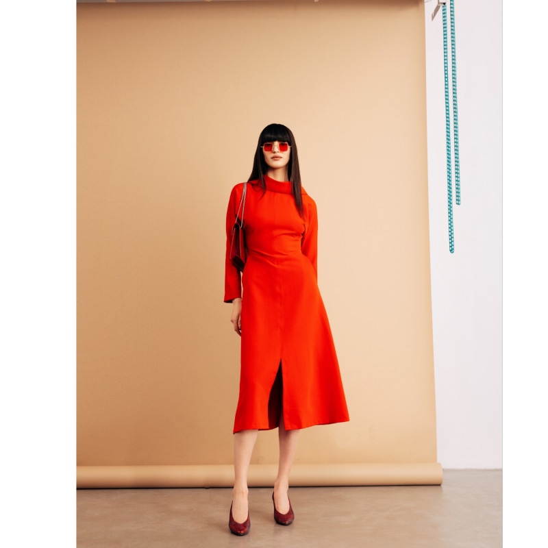 Dress with fitted top and flared skirt store