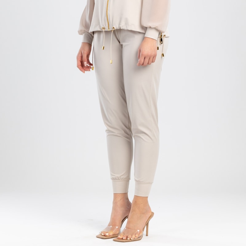 Thumbnail of Elegant Sweat Pants With Golden Details In Beige image