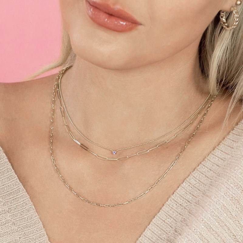 White gold short chain necklace 2025