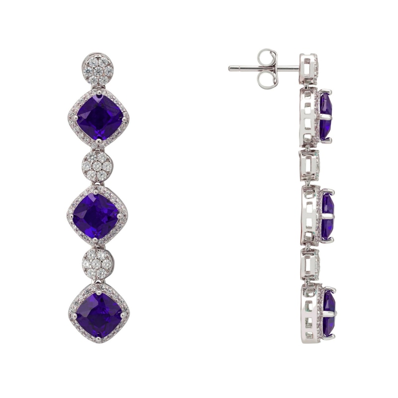 Thumbnail of Elena Drop Earrings Tanzanite Silver image