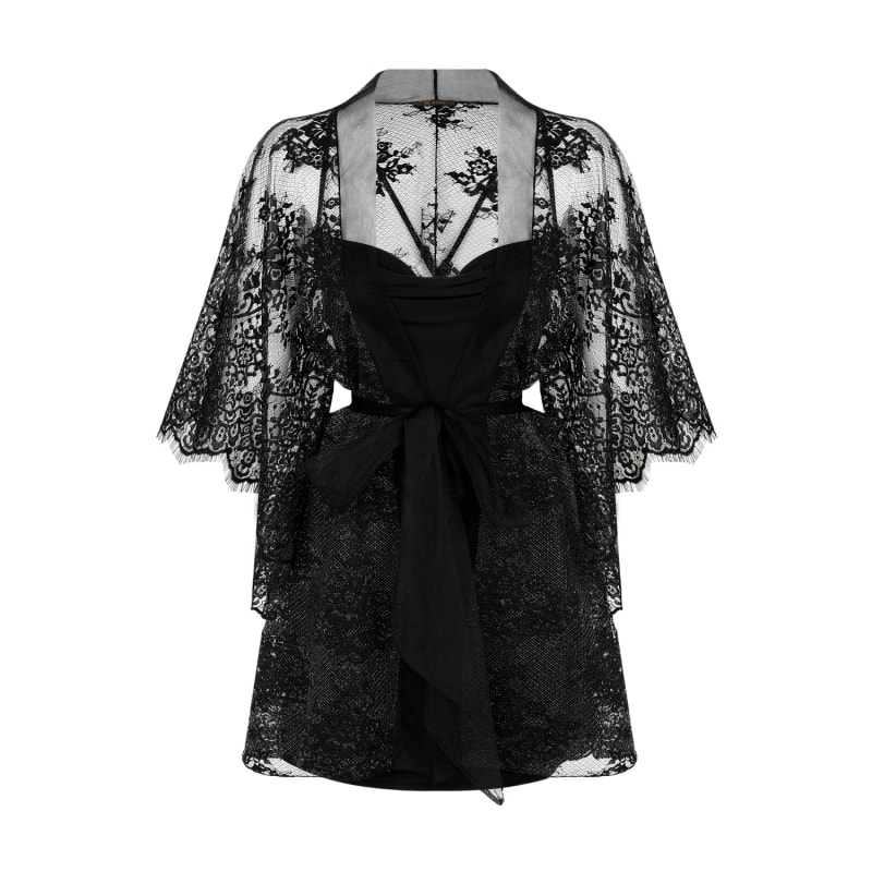 Thumbnail of Elevate Elegance Glitter Lace Kimono Dressing Gown image