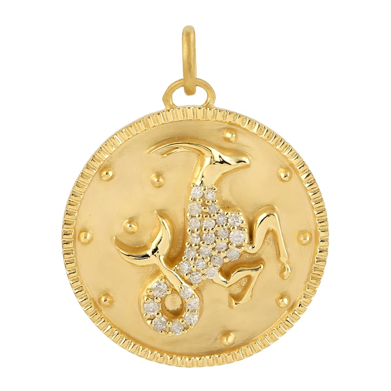 Gold capricorn pendant necklace discount