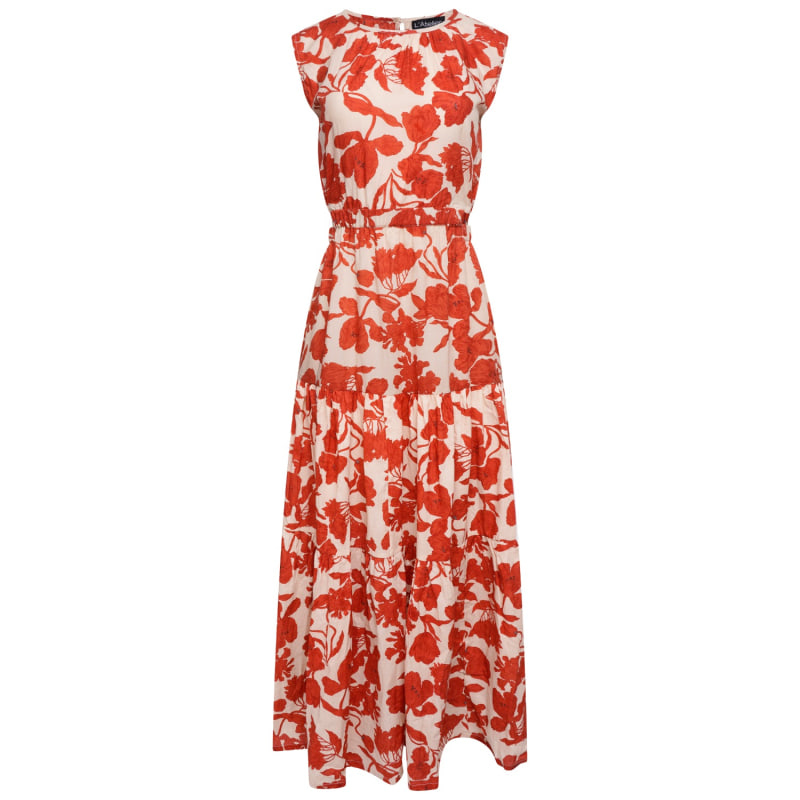 Thumbnail of Elise Red Floral Cutout Midi Dress image