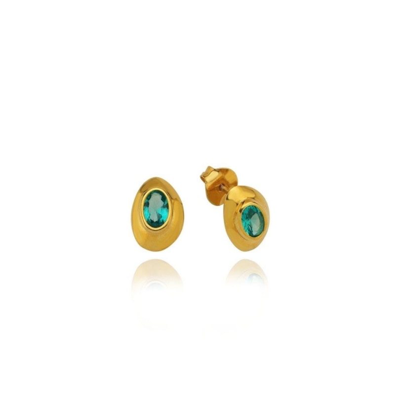 Thumbnail of Ella Green Stone Stud Earrings image