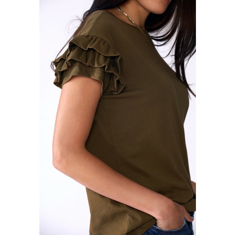 Thumbnail of Ella Ruffle Sleeve Tee - Olive image