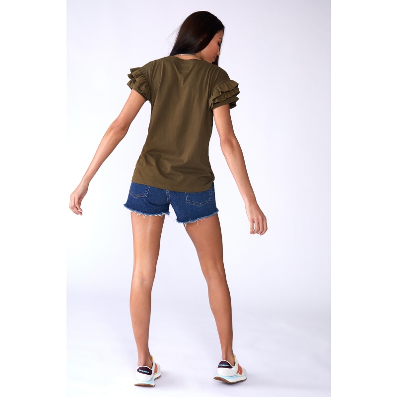 Thumbnail of Ella Ruffle Sleeve Tee - Olive image