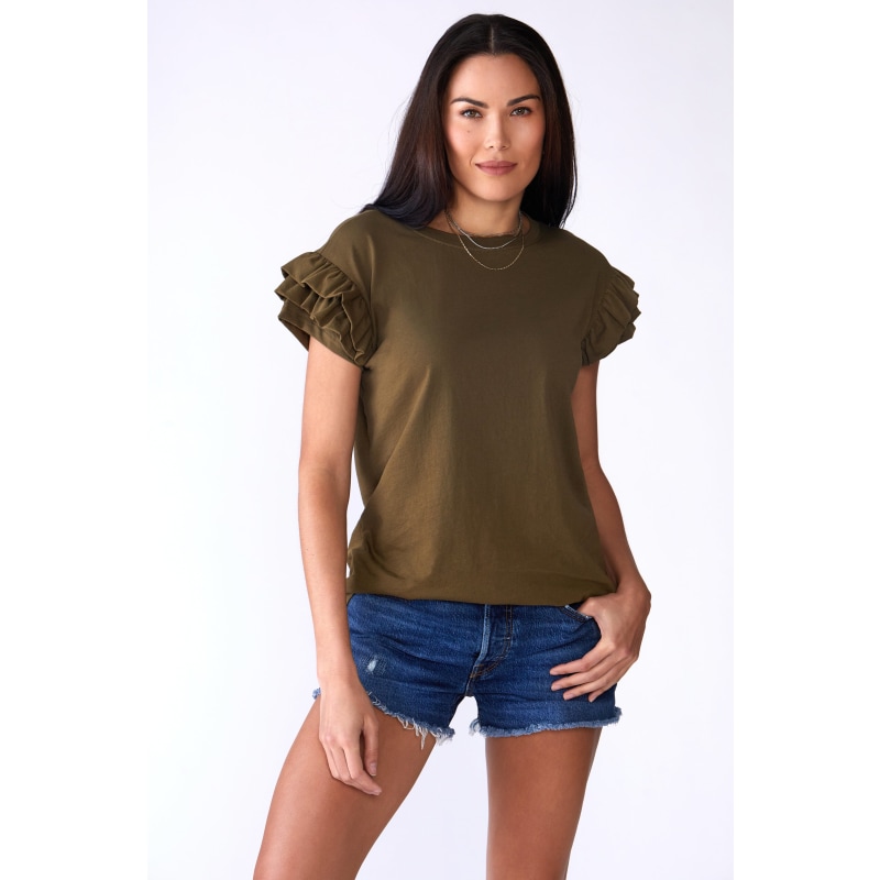 Thumbnail of Ella Ruffle Sleeve Tee - Olive image