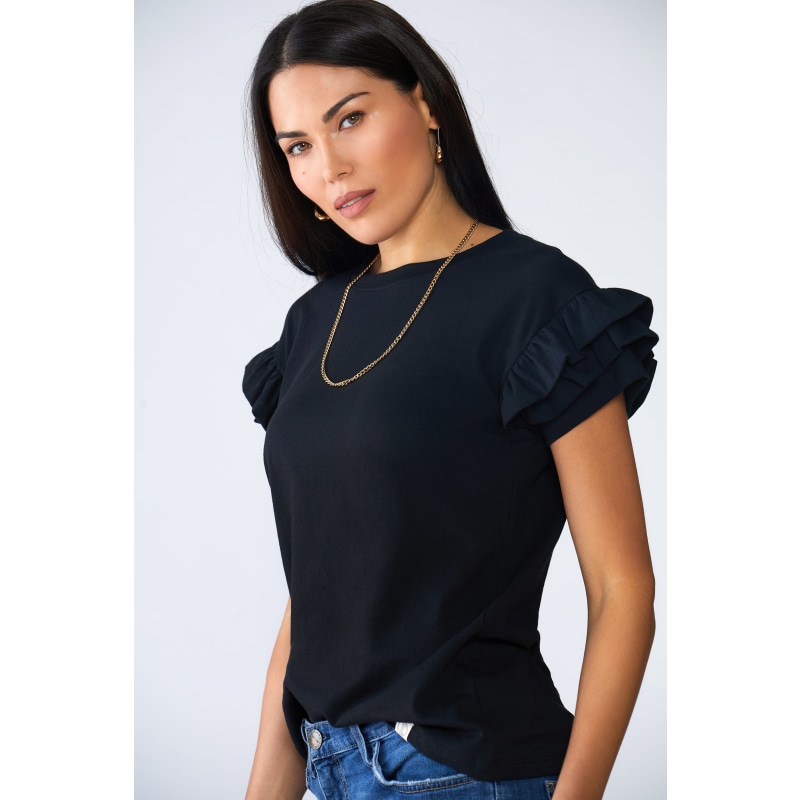 Thumbnail of Ella Ruffle Sleeve Tee - Black image