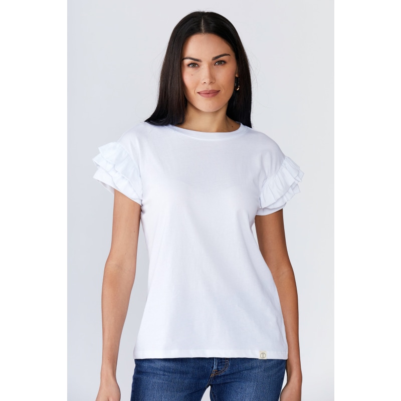 Thumbnail of Ella Ruffle Sleeve Tee - White image