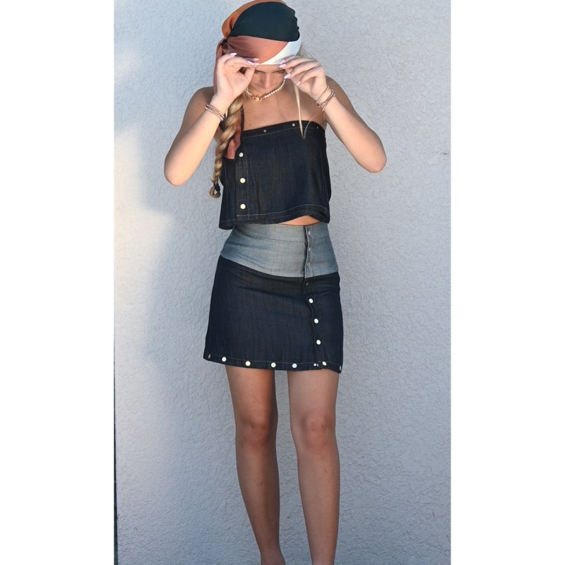 Thumbnail of Gia Multi-Length Denim Skirt image