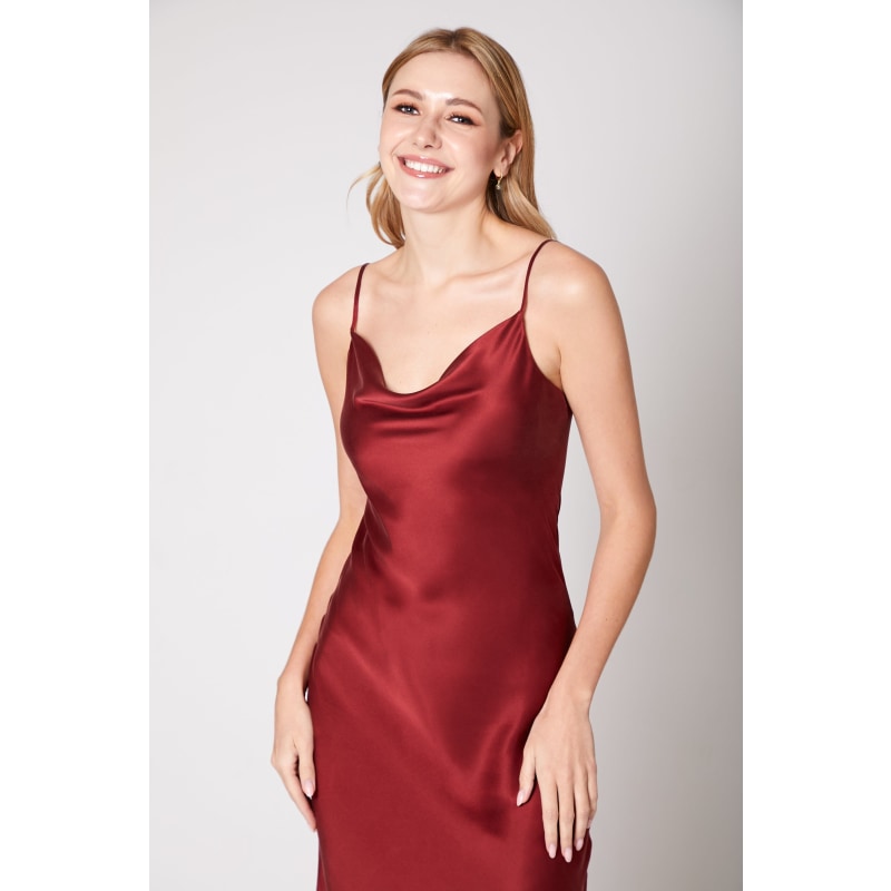 Thumbnail of 60S Silk Cowl Mini Slip Dress - Red image