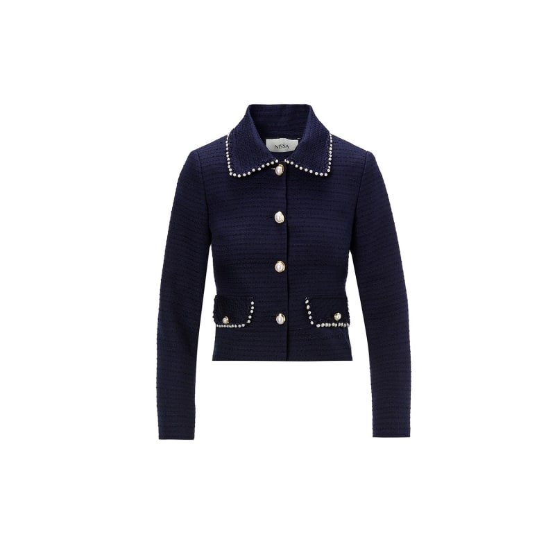 Navy boucle jacket new arrivals