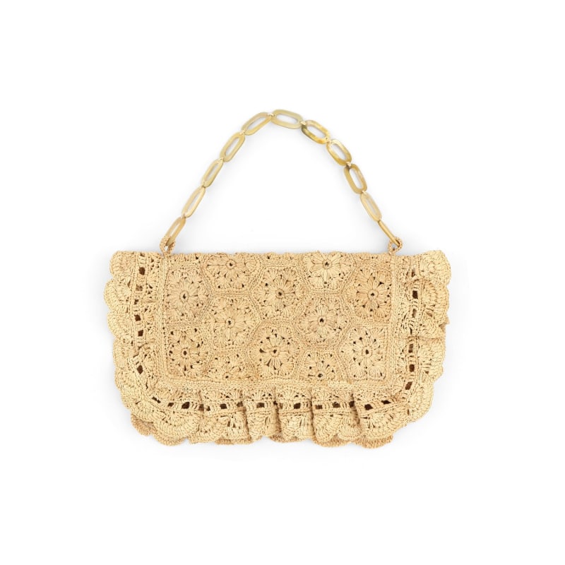 Thumbnail of Embroidery Raffia Clutch Hanae - Natural image