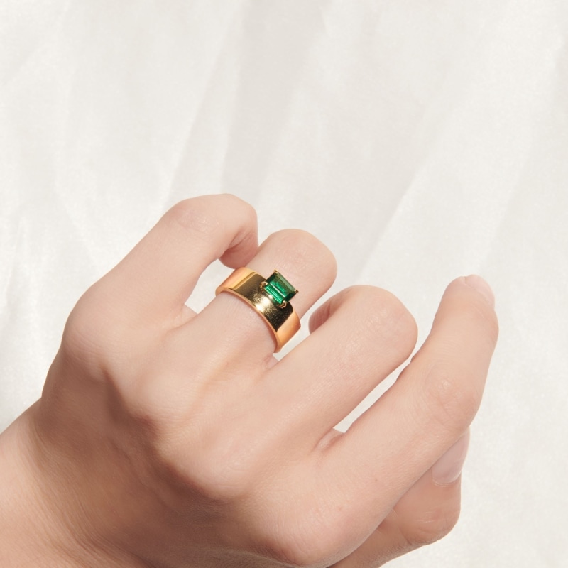 Emerald Baguette Cut Monolith Ring | Little Sky Stone | Wolf & Badger