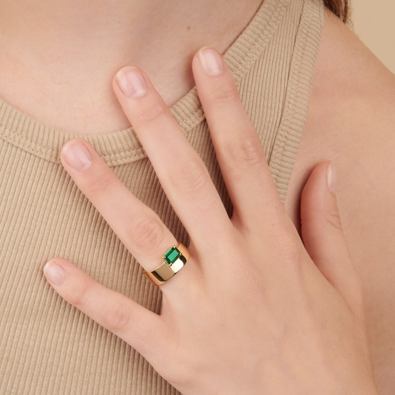 Emerald Baguette Cut Monolith Ring by Little Sky Stone