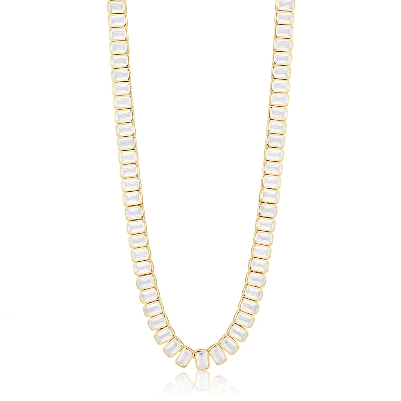 Emerald cut tennis hot sale necklace