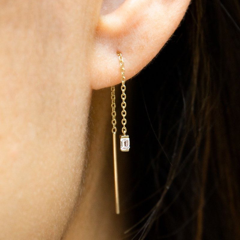 Emerald best sale threader earrings