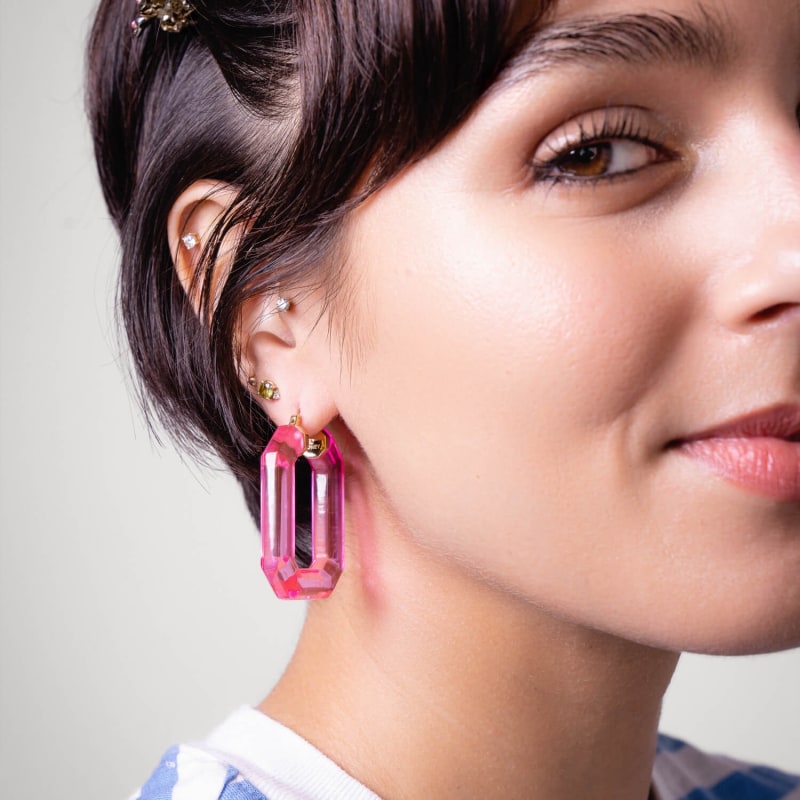 Pink lucite hoop earrings 2025