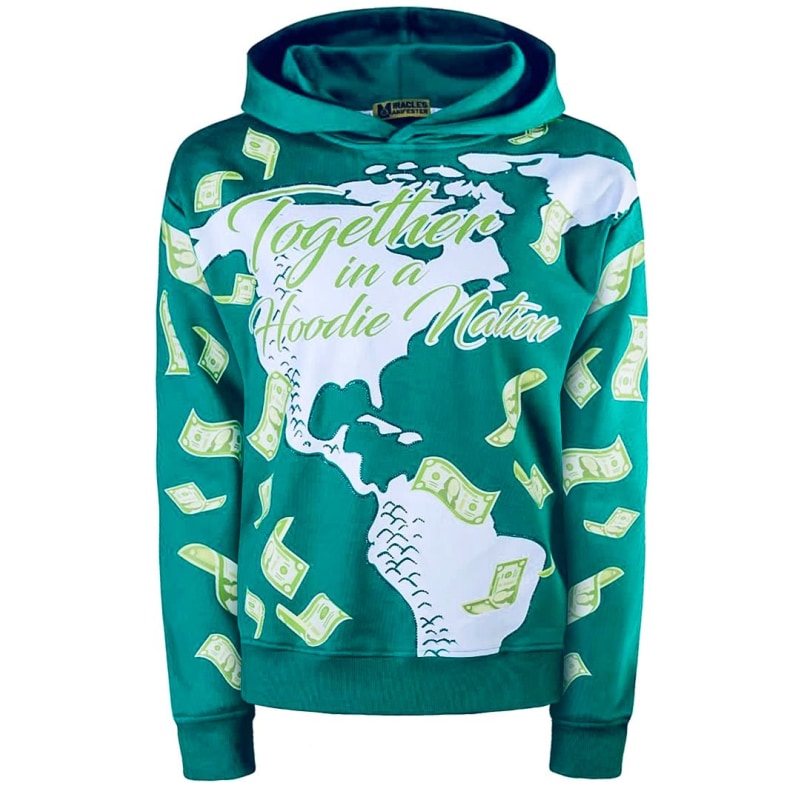 Thumbnail of Manifestation Embroidered Hoodie With Rhinestone Design - Green image