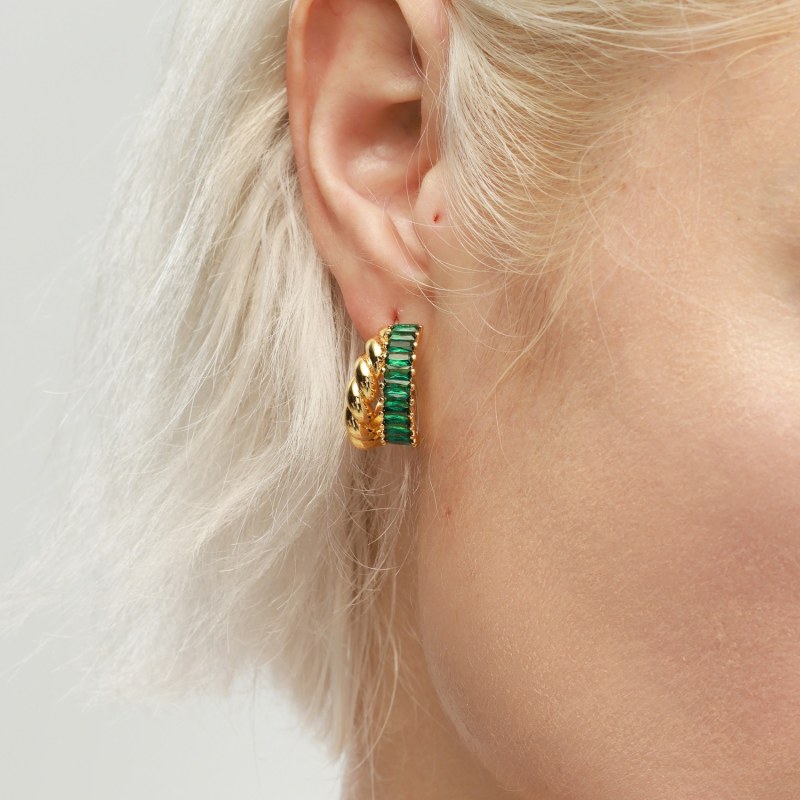 Emerald green hoop earrings shop