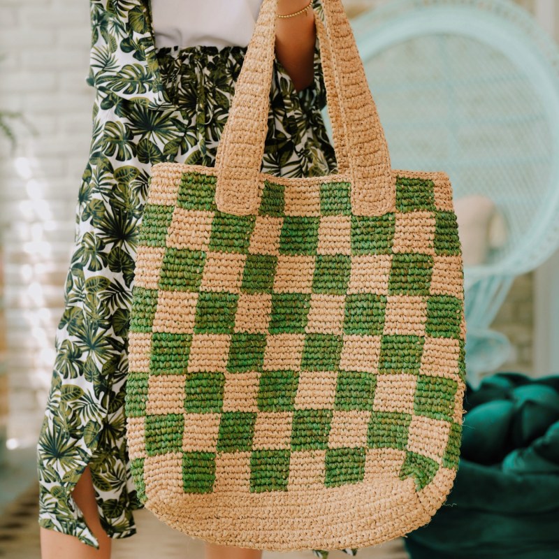 Tan Adeline Vegan Leather Woven Tote Bag