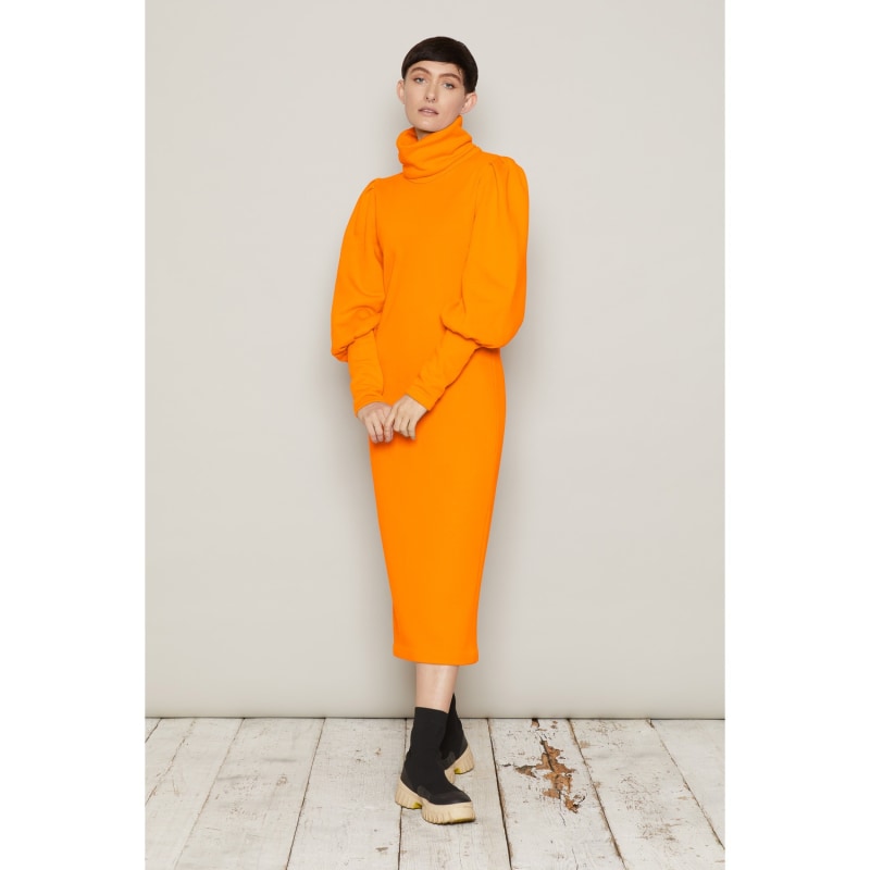 Thumbnail of Organic Fleece Turtleneck Brynja Dress Orange image