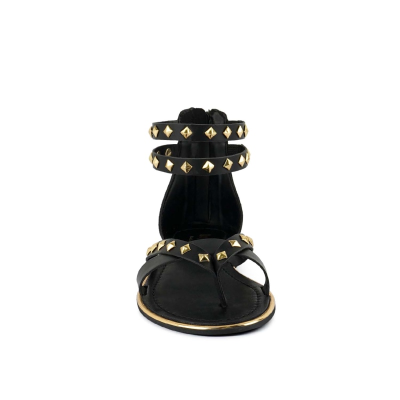 Thumbnail of Emmeth Studs Embellished Black Flat Gladiator Sandals image