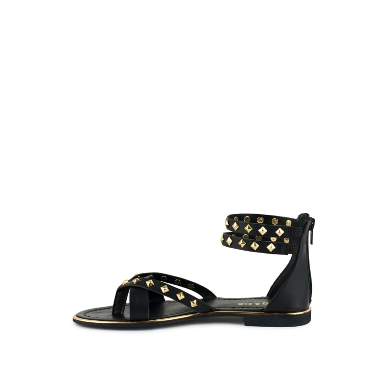 Thumbnail of Emmeth Studs Embellished Black Flat Gladiator Sandals image