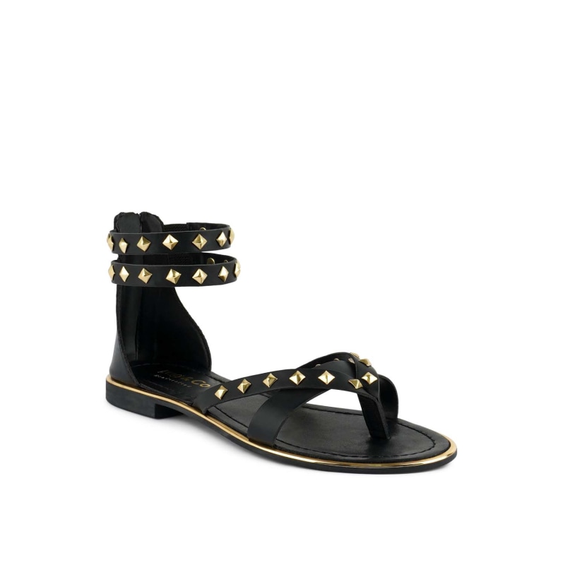 Thumbnail of Emmeth Studs Embellished Black Flat Gladiator Sandals image